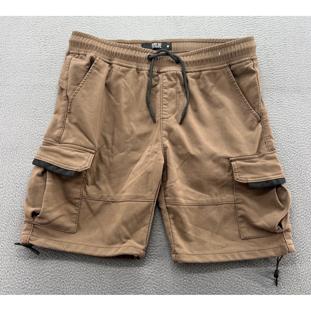 Pipeline Shorts Mens Cargo Brown Elastic Drawstring Waist Utility Pockets Size M